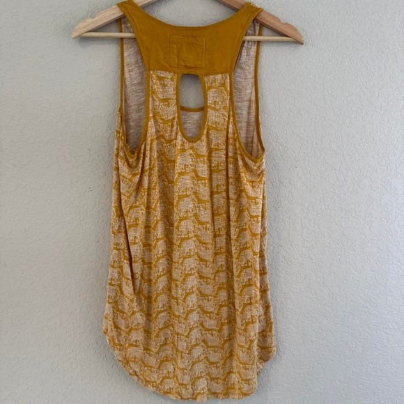 Anthropologie Tank Top Elephant Print Racerback‎ Casual Yellow Size S - Picture 4 of 8